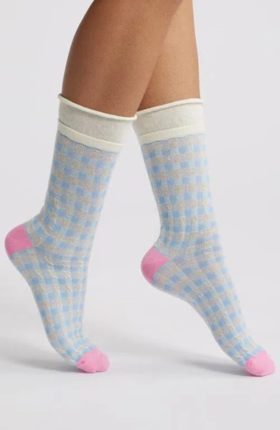 Casa Clara Maya Cotton Blend Crew Socks In Blue
