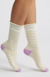 Casa Clara Maya Cotton Blend Crew Socks In Yellow Gingham