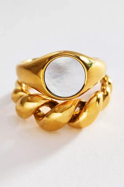 Casa Clara Pear Rings, Set Of 2 In Gold