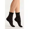 Casa Clara Penny Ruffle Crew Socks In Black