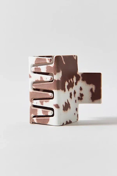 Casa Clara Pia Animal Print Claw Clip In Cow, Women's At Urban Outfitters In Brown