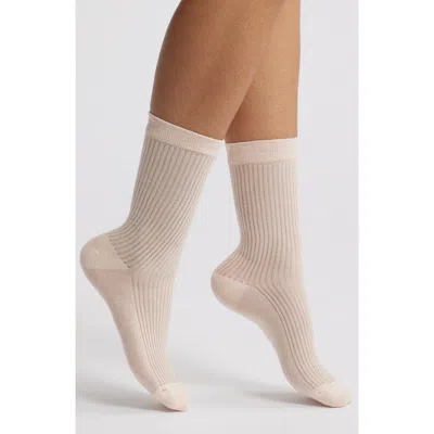 Casa Clara Prep Rib Crew Socks In Neutral