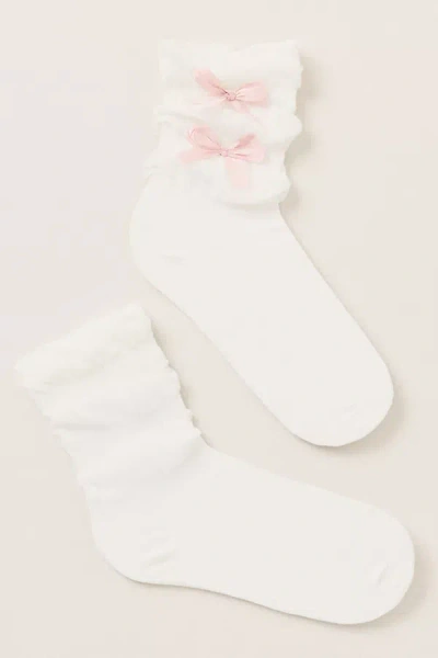 Casa Clara Primrose Bow Detail Socks In White