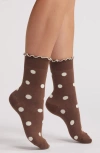 Casa Clara Print Quarter Socks In Brown Polka