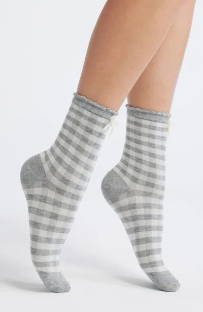 Casa Clara Rachel Gingham Cotton Blend Crew Socks In Gray