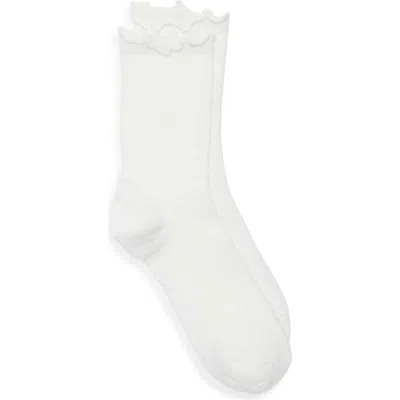 Casa Clara Regis Lettuce Edge Crew Socks In White