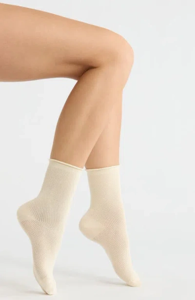 Casa Clara Rivi Cotton Blend Pointelle Crew Socks In Neutral