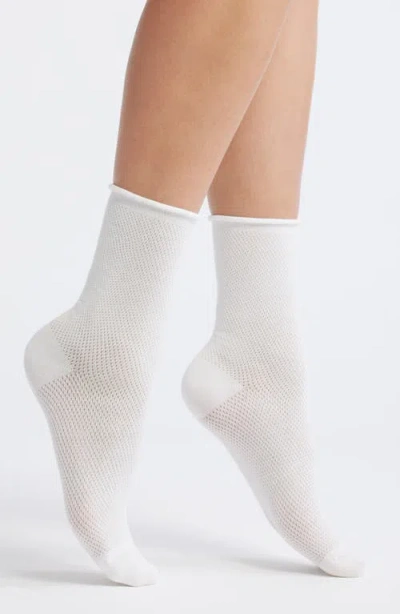 Casa Clara Rivi Cotton Blend Pointelle Crew Socks In White