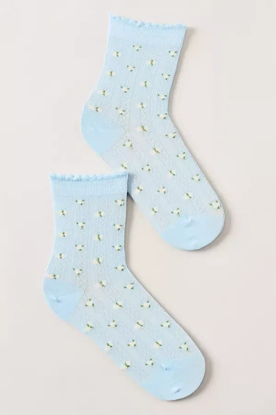 Casa Clara Roberta Floral Trouser Socks In Blue