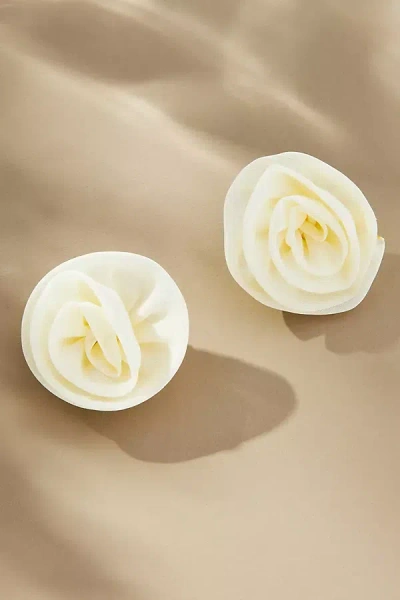 Casa Clara Rosette Post Earrings In White
