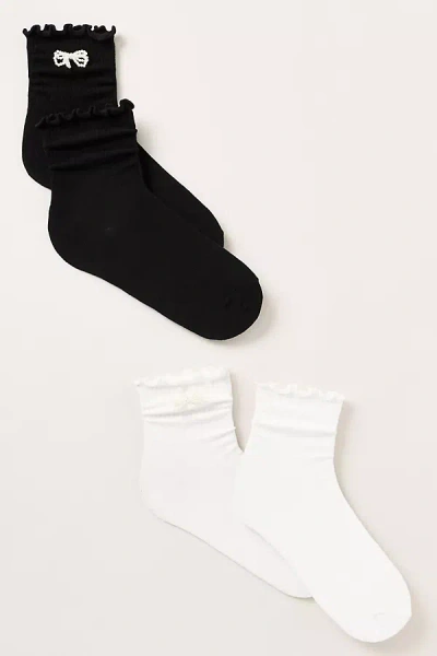 Casa Clara Scarlett Beaded Ruffle-edge Socks In Black