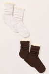 Casa Clara Tahoe Ruffle-edge Socks, Set Of 2 In Brown