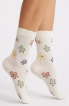 Casa Clara Waverly Floral Crew Socks In White