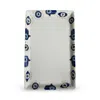 Casa Duniya White Hand-painted Evil Eye Rectangular Karima Serving Platter In White