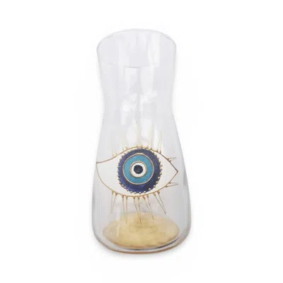 Casa Duniya White Nora Hand-painted Evil Eye Carafe