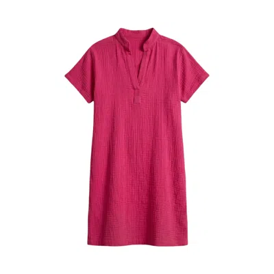 Casa Duniya Women's Hot Pink Cotton Evil Eye Embroidery Soleil Swimsuit Cover-up