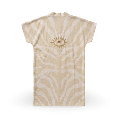 Casa Duniya Women's Neutrals Beige Cotton Evil Eye Embroidery Soleil Swimsuit Cover-up
