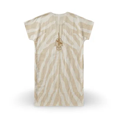 Casa Duniya Women's Neutrals Beige Cotton Hamsa Embroidery Soleil Swimsuit Cover-up