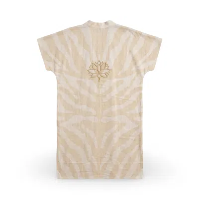 Casa Duniya Women's Neutrals Beige Cotton Lotus Embroidery Soleil Swimsuit Cover-up