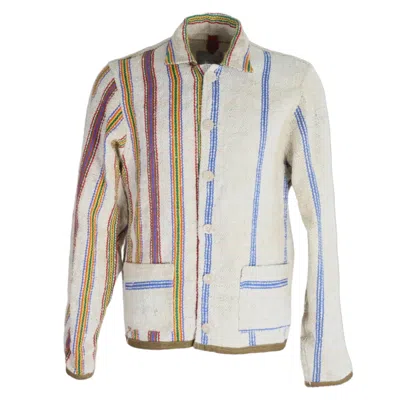 Casa Grace Men's Neutrals Vintage Linen Chore Jacket In Multi