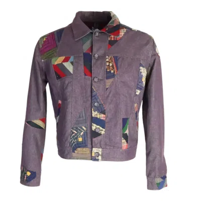 Casa Grace Men's Pink / Purple Vintage Denim Mosaic Patchwork Jacket In Multi