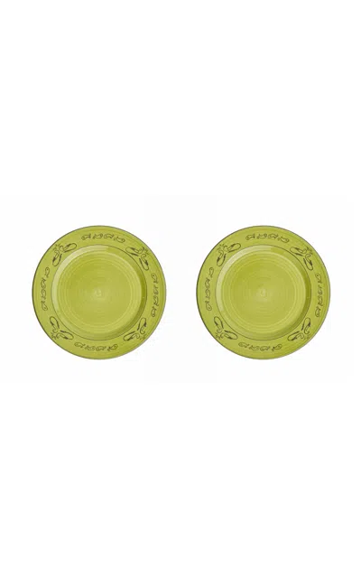 Casa Hermana - Green Bandana Dinner Plates Set-of-two - Green