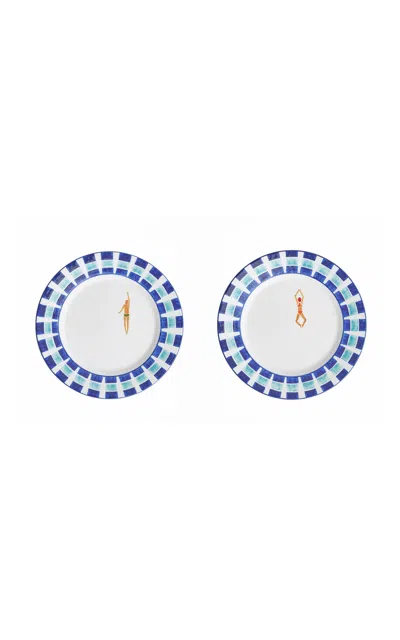 Casa Hermana - Swimmers Tiles Dessert Plates Set-of-two - Multi