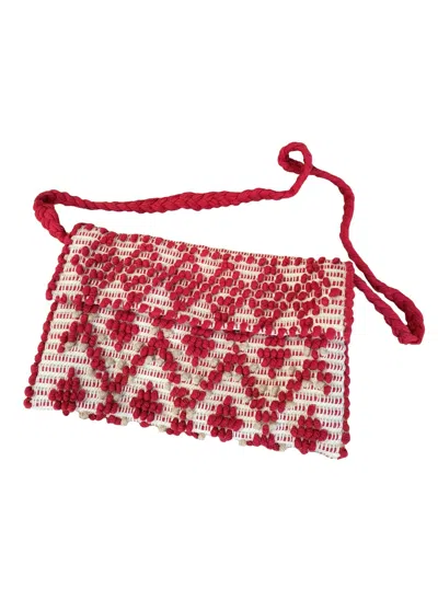 Casa Isota Women's Grazia Woven Clutch With Strap In Red
