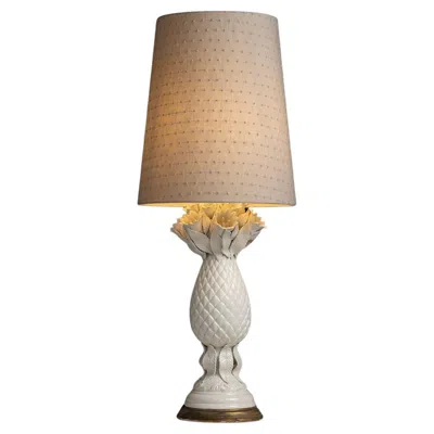 Pre-owned Casa Pupo Pineapple Motif Porcelain Lamp , Spain Circa 1960 In Brown