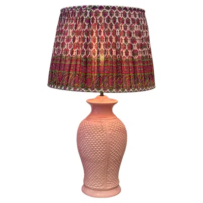 Pre-owned Casa Pupo Pink Glazed Fish Scale Ceramic Table Lamp Base, Late 20th Century