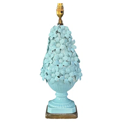 Pre-owned Casa Pupo Unique Mid-century Manises Floral  Table Lamp In Brown