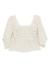 Casa Raki Idra Ruched Linen Blouse In Neutral