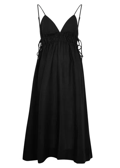 Casa Raki Rita Linen Midi Dress In Black