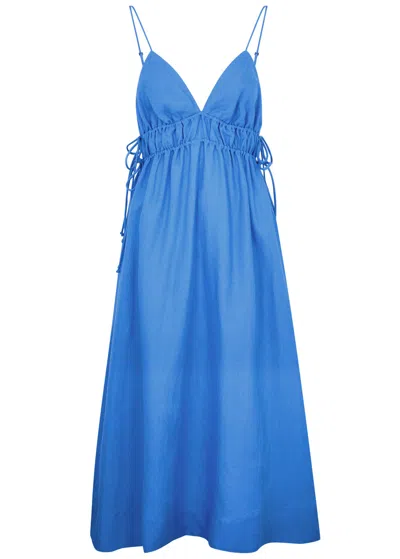 Casa Raki Rita Linen Midi Dress In Light Blue