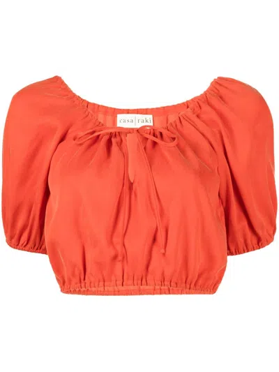 Casa Raki Rosa Cropped Blouse In Red