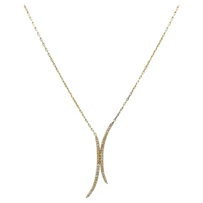 Pre-owned Casa Reale Diamond Pavé  Crescent Moon 14k Yellow Gold Pendant Necklace