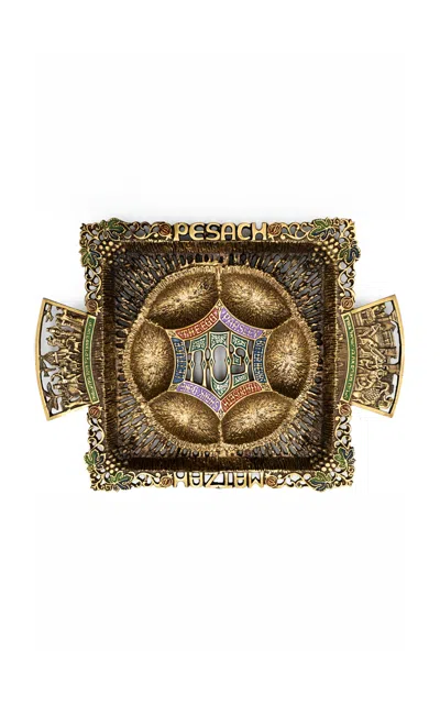 Casa Salmaa Carmel Vintage Brass Passover Platter In Multi
