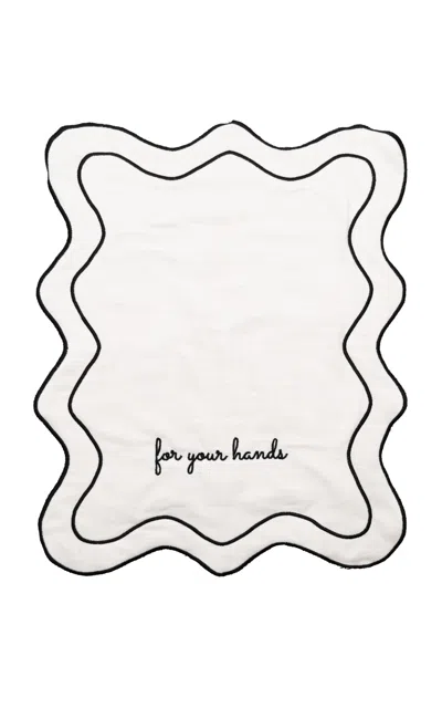 Casa Salmaa "for Your Hands" Hand Towels In Black On White. Set Of 2.