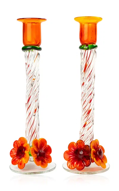 Casa Salmaa - Gioia Vintage Murano Candlestick Holder Set - Multi