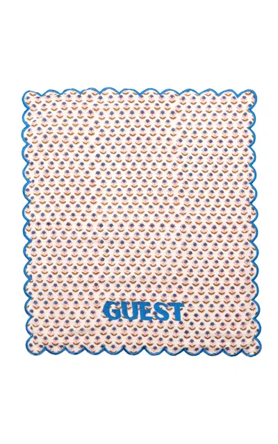 Casa Salmaa "guest" Hand Towels In Blue Petal. Set Of 2. In Multi