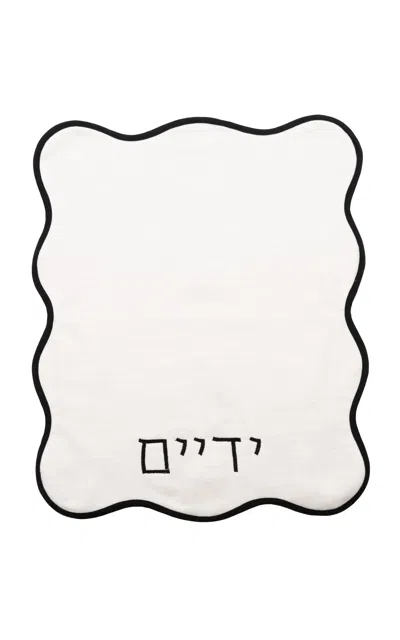 Casa Salmaa "yadayim" Hand Towels In Black On White. Set Of 2.