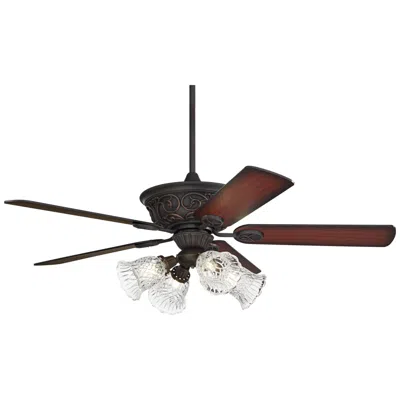 Casa Vieja 52" Casa Contessa Bronze Clear Glass Led Pull Chain Ceiling Fan In Brown