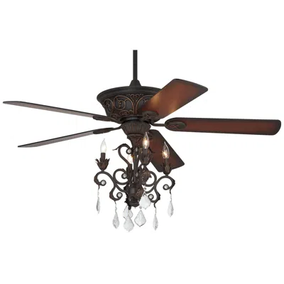 Casa Vieja 52" Casa Contessa Bronze Led Chandelier Pull Chain Ceiling Fan
