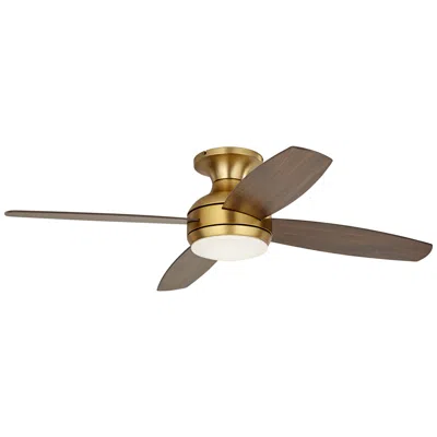 Casa Vieja 52" Casa Elite Soft Brass Led Hugger Ceiling Fan With Remote