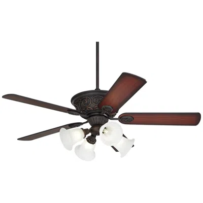 Casa Vieja 52"  Contessa Bronze Marbleized Glass Led Pull Chain Fan In Brown