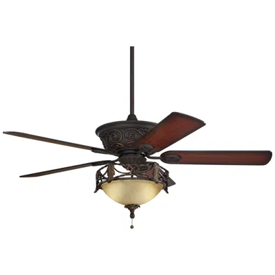 Casa Vieja 52"  Contessa Led Bronze Scavo Indoor Fan With Pull Chain