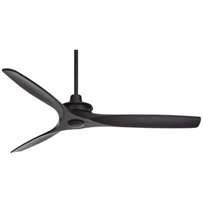 Casa Vieja 52"  Windspun Matte Black Wood Blades Fan With Remote