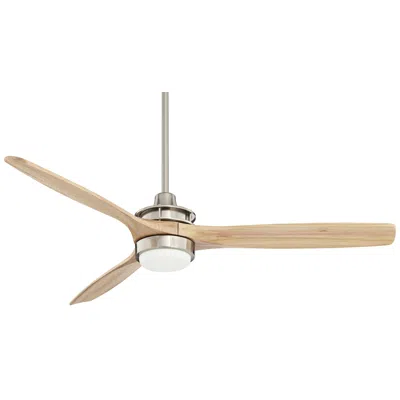 Casa Vieja 52" Casa Windspun Nickel Natural Wood Led Ceiling Fan With Remote