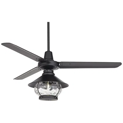Casa Vieja 52" Plaza Dc Matte Black Finish Damp Rated Led Ceiling Fan