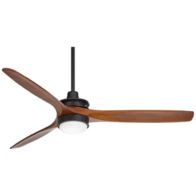 Casa Vieja 52" Windspun Black And Walnut Led Ceiling Fan With Remote Control